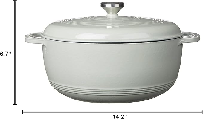 Lodge 7.5 Quart Enameled Cast Iron Dutch Oven with Lid – Dual Handles – Oven Safe up to 500° F or on Stovetop - Use to Marinate, Cook, Bake, Refrigerate and Serve – Desert Sage - Image 5