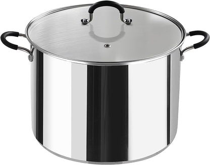 Cook N Home Stockpot Large pot Sauce Pot Induction Pot With Lid Professional Stainless Steel 20 Quart, with Stay-Cool Handles, silver by CookNHome