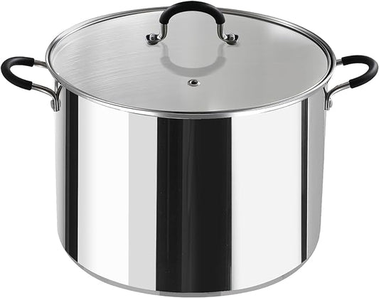 Cook N Home Stockpot Large pot Sauce Pot Induction Pot With Lid Professional Stainless Steel 20 Quart, with Stay-Cool Handles, silver by CookNHome