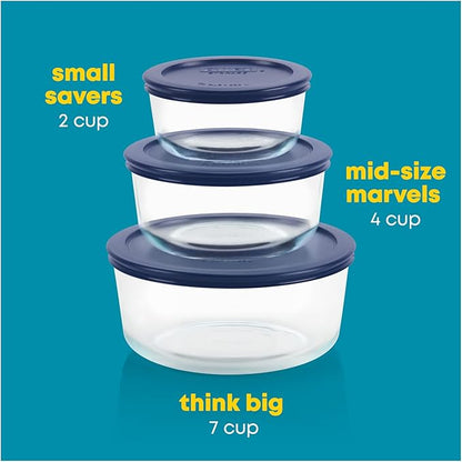 Pyrex Simply Store (3-Pack) Glass Food Storage Containers Set, (2, 4 & 7 Cup) Meal Prep Containers With Plastic BPA-Free Lids, Dishwasher & Microwave Safe - Image 5