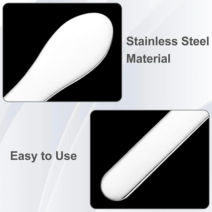Pndeyo 3pcs Mini Stainless Steel Makeup Spatula, Reusable Cosmetic Cream Spatulas Spoon, Skincare Scoop Applicator Facial Massage Beauty Tools for Mixing and Sampling Face Eye Cream- Silver