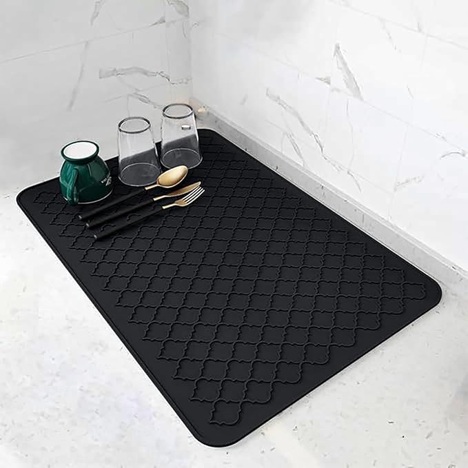 Silicone Stove Top Cover for Electric Stove- Range Covers for Electric Stove,Silicone XXL Dish Drying Mat, Glass Cooktop Covers Flat RV Range top Mats (Black, 20"x28")