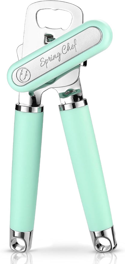Spring Chef Stainless Steel Can Opener - Manual with Soft Grip Handles, Easy Turn, Heavy Duty Hand Can Opener for Seniors with Smooth Edge - Built-in Magnetic Lid Remover - Mint - Image 9
