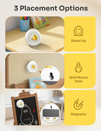 LIORQUE Visual Timer for Kids, 60-Minute Countdown Kitchen Timers for Cooking, Kids Timer with Silent Operation & Countdown Pause for Teaching Classroom Office - Image 6