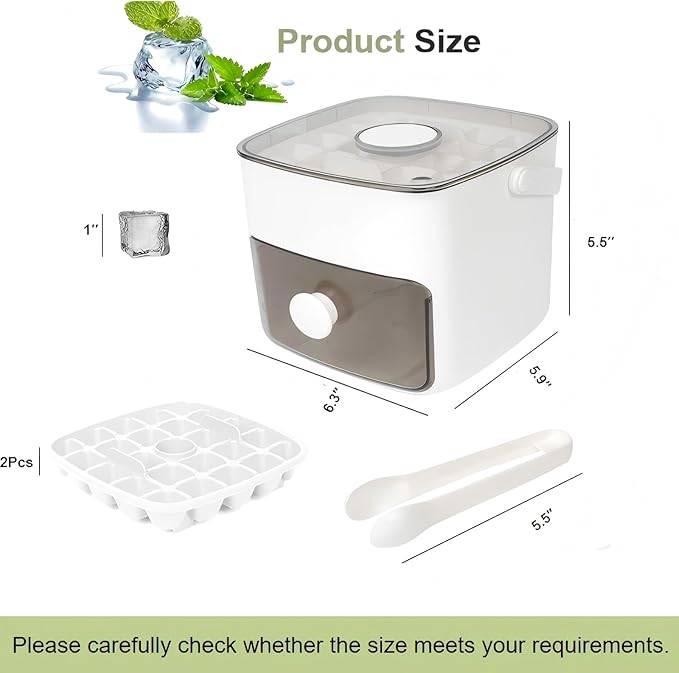 Ice Cube Tray with Lid & Bin Ice Maker for Freezer Ice Trays Ice Container- Ice Molds for Whiskey, Cocktail, Coffee Drinks, Beer with Ice Tongs Kitchen Gadgets Tools (White) - Image 6