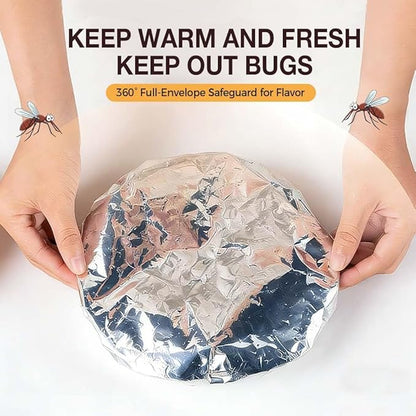 2026 New Reusable Aluminum Foil Food Covers, Pop Up Tin Foil Food Insulation Cover, Heat Shield Lids for Refrigerator Storage Leftover Food And Meal Preparation Fits Containers (30) - Image 7