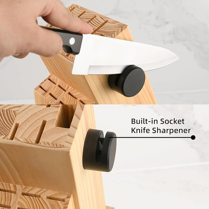 19-Piece Knife Set, German Steel, Durable and Dishwasher Safe, Knife Sets for Kitchen with Block Sets with Built-in Sharpener for Chopping, Slicing, Dicing&Cutting