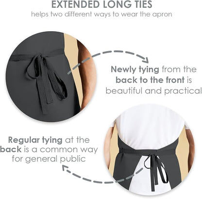 Avalon Kitchen Aprons for Men - 100% Polyester Chef Apron Women with Extra Long Ties - Cooking Aprons for Women & Mens Apron - Image 3