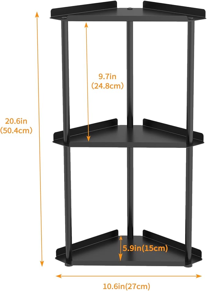 Jesginboo 3 Tier Bathroom Counter Organizer, Vanity Organizer Corner Shelf, Skincare, Makeup Countertop Organizers, Kitchen, Bathroom Counter Storage, Black - Image 3