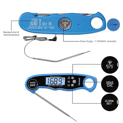 Digital Meat Thermometer for Cooking - Comluck CA002 Instant Read Meat Thermometer for Grilling and Smoking 2-in-1 Dual Probe Oven Safe Food Thermometer with Alarm for Grill BBQ Steak Turkey - Image 6
