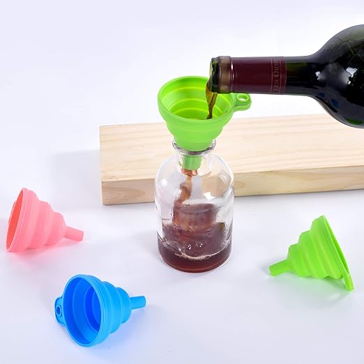 Kitchen Silicone Collapsible Funnel Set of 3,Small and Large,Flexible-Foldable-Cooking-Food-Grade Funnels for Filling Small or Mini Bottles,Perfume,Filling Capsules,Fry Oil Filter,Essential Oil,Spice - Image 4