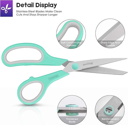 iBayam 8 '' Multipurpose Heavy Duty Scissors Bulk 36-Pack, 2.5mm Thickness Ultra Sharp Blade Shears with Comfort-Grip Handles for Household School Office Supplies, Right/Left Hand Tools - Image 3