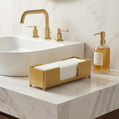 MyGift Gold Paper Towel Holder, Toilet Paper Towel Dispenser for Bathroom, C fold Paper Towel Holder Countertop for Commercial & Home Use, Modern Brass Finish Metal