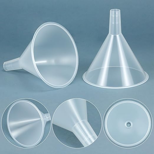 QWORK Plastic Funnels with Long Spout, 6 Pack Clear Wide-Mouth Bottle Filling Set, Stackable Space-Saving for Water, Juice, Paint, Science Lab, Kitchen, Travel - Image 5