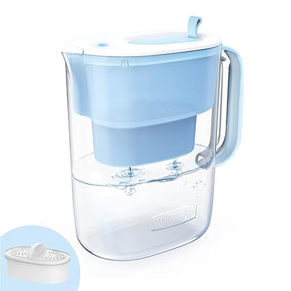 Waterdrop PT-61B Water Filter Pitcher, 10-Cup, NSF Certified, 200-Gallon Long-Life Filter, 5X Longer Filter Life, Reduces PFOA/PFOS and Chlorine, BPA-Free, Classic Manual-Flip Design, Blue by Waterdrop
