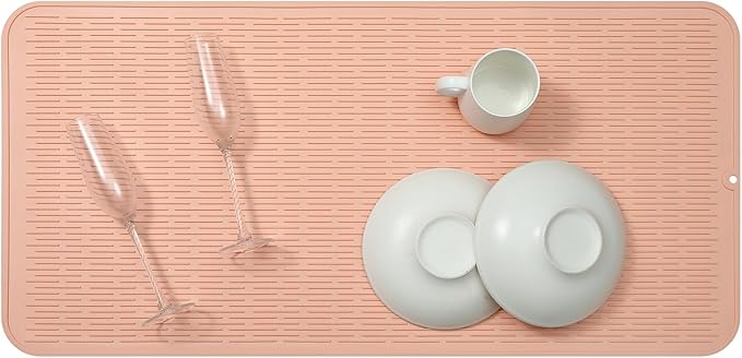MicoYang Silicone Dish Drying Mat for Multiple Usage,Easy clean,Eco-friendly,Heat-resistant Silicone Mat for Kitchen Counter or Sink,Refrigerator or Drawer Liner Pink 5XL 36inches x 18inches - Image 5
