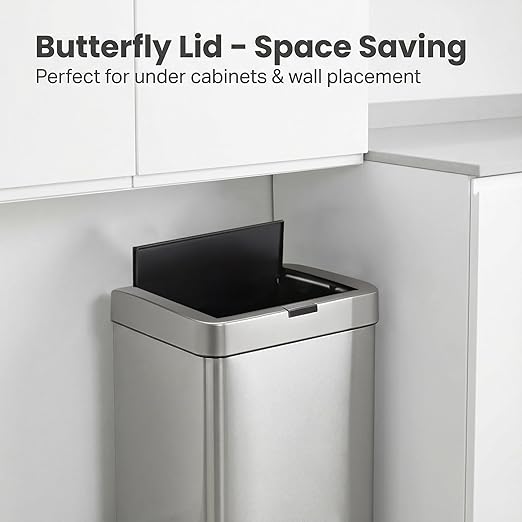 ELPHECO 13.2 Gallon Trash Can with Lid Motion Sensor, 50 Litre Brushed Stainless Steel Kitchen Trash Can Automatic with 10 Bags, Upgraded Silent-Closing, Fingerprint-Resistant, Kitchen, Office, Silver - Image 8