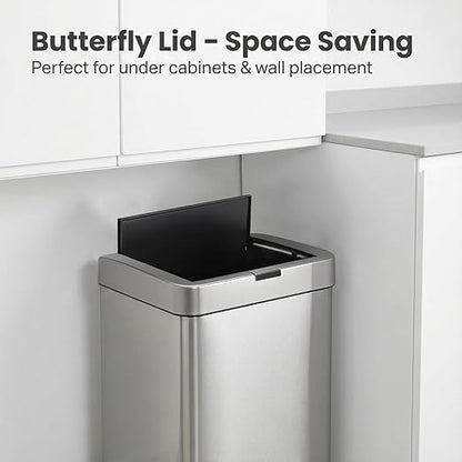 ELPHECO 13.2 Gallon Trash Can with Lid Motion Sensor, 50 Litre Brushed Stainless Steel Kitchen Trash Can Automatic with 10 Bags, Upgraded Silent-Closing, Fingerprint-Resistant, Kitchen, Office, Silver - Image 8
