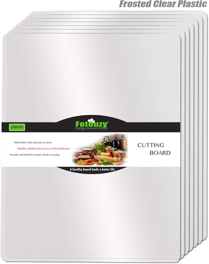 Fotouzy Plastic Cutting Board Set of 7, Frosted Clear Flexible Cutting Mats, BPA-Free, Non-Porous, Dishwasher Safe, Transparent - Image 7