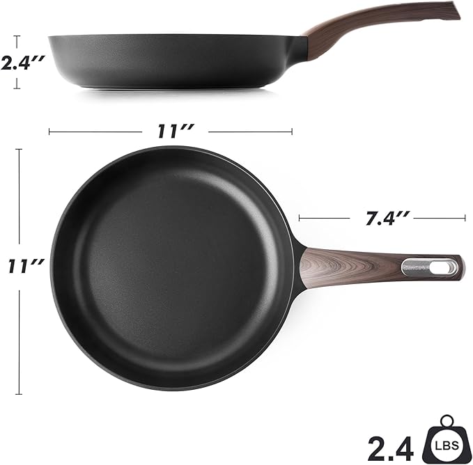 SENSARTE Nonstick Frying Pan Skillet 11Inch Non Stick Egg Pan Omelette Pans, Healthy Kitchen Cooking Chef's Pan, PFOA Free, Free of Intentionally Added PFOS/PFOA, Induction Compatible, Black - Image 7
