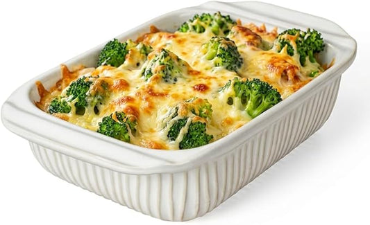 Artena Baking Dish 2.3 Quarts, Casserole Dishes For Oven, Baking Pan With Handles, Lasagna Pan Deep, Large Casserole Dish, Rectangular Ceramic Bakeware, White (Only Baking Dish) by Artena