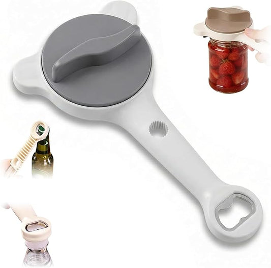 4-in-1 Jar Opener for Seniors -Adjustable Lid Opener with Non-Slip Grip, Stainless Steel Jar Lid Opener for Arthritis Sufferers, Fits Kitchen Jars, Bottles & Cans, Home Kitchen Helper(Grey)