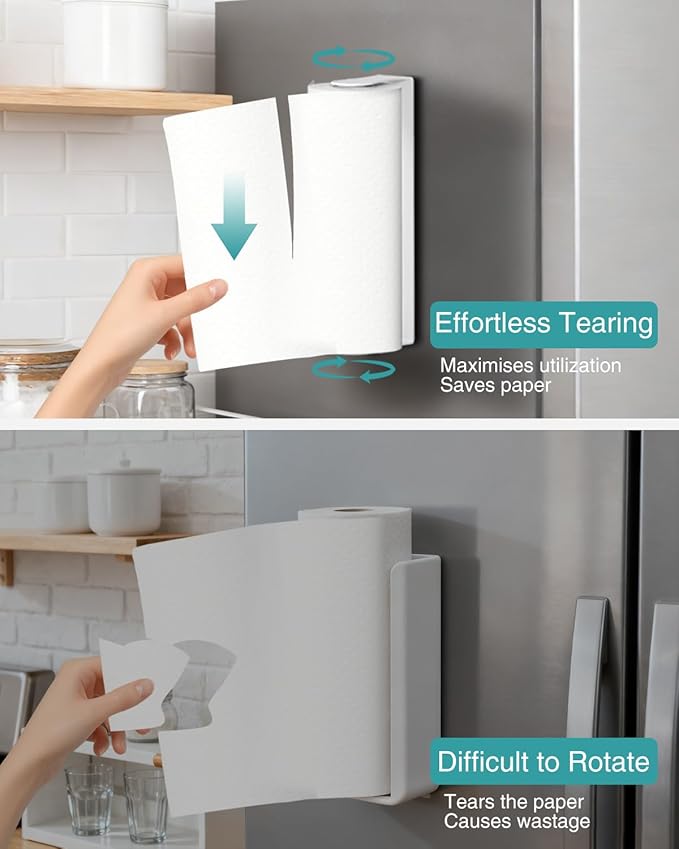 PAROTO Magnetic Paper Towel Holder for Fridge, White Paper Towel Holder for Kitchen, Strong Magnet for Refrigerator, RV, Garage, BBQ, No Drilling, Kitchen & Bathroom Organizers and Storage - Image 3