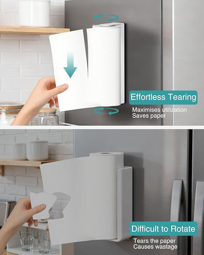PAROTO Magnetic Paper Towel Holder for Fridge, White Paper Towel Holder for Kitchen, Strong Magnet for Refrigerator, RV, Garage, BBQ, No Drilling, Kitchen & Bathroom Organizers and Storage - Image 3