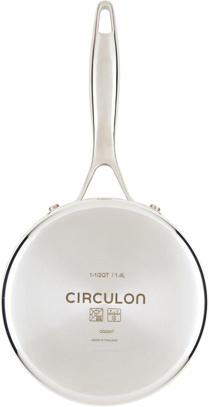 Circulon C1 Series Stainless Steel Plated Non-Stick Cookware with ScratchDefense Technology with Lid, Safe for Metal Utensils, 1.5 Litre, Polished Stainless Steel