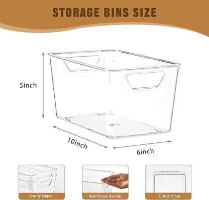 12 Pack Middle Organizers and Storage, Pantry Organization and Storage Bins, Cabinet Organizer, Clear Plastic Storage Containers with Handle，Acrylic Storage Bins for Cabinet, Fridge - Image 2