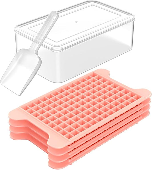 Mini Ice Cube Tray for Freezer: FDDBI Small Ice Trays for Freezer with Bin - 117×4PCS Easy Release Nugget Ice Tray - Crushed Ice Tray with Container by FDDBI
