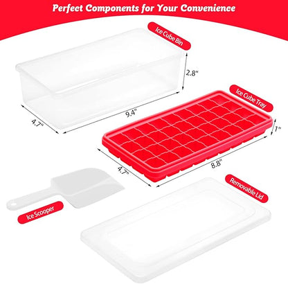 Silicone Ice Cube Tray with Leak-Proof Lid & Storage Bin for Freezer – BPA-Free 36-Piece Nugget Ice Molds, Spill-Resistant Cover & Ice Scoop Container Cover - Image 2