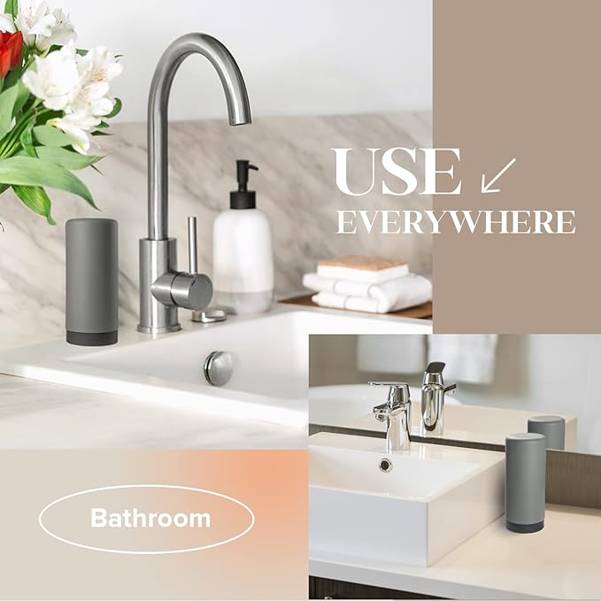 ElmRidge Dish Soap Silicone Dispenser for Kitchen Sink,Squeeze Washing Up Liquid and Hand Soap,Round refillable Silicone Bottles,Easy to Fill and to use, 8.5 oz,Black 2.4 x 2.4 x 5.5 inches (Gray) - Image 6