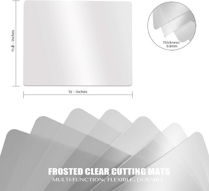 Fotouzy Plastic Cutting Board Set of 7, Frosted Clear Flexible Cutting Mats, BPA-Free, Non-Porous, Dishwasher Safe, Transparent - Image 2