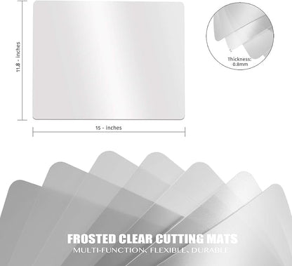 Fotouzy Plastic Cutting Board Set of 7, Frosted Clear Flexible Cutting Mats, BPA-Free, Non-Porous, Dishwasher Safe, Transparent - Image 2