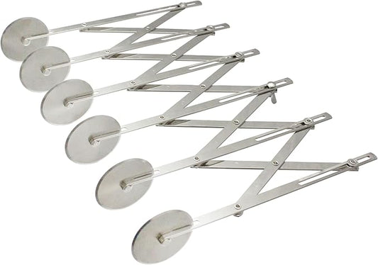 TrueCraftware- 6-Wheel Stainless Steel Adjustable Dough Divider- Pastry Cutter Bakeware Stainless Pizza Slicer Round Dough Cutter Roller Cookie Pastry Knife Divider