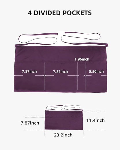 Argstar 2 Pack Server Apron with 4 Pockets, Waitress Waiter Waist WaterDrop Resistant Short Aprons