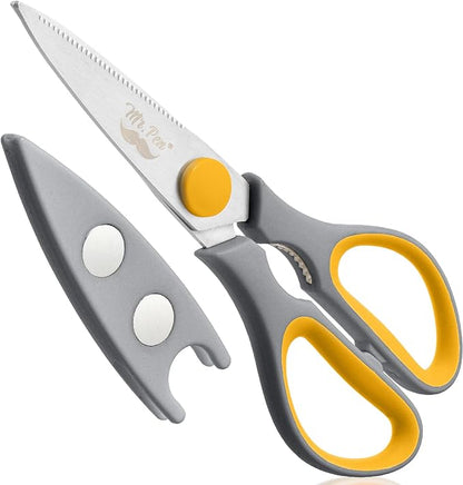Mr. Pen- All Purpose Kitchen Shears with Protective Sheath, 8 Inch, Dishwasher Safe, Stainless Steel Food Scissors with Micro-Serrated Blades, Durable Utility Kitchen Shears, Gray & Orange by MrPen