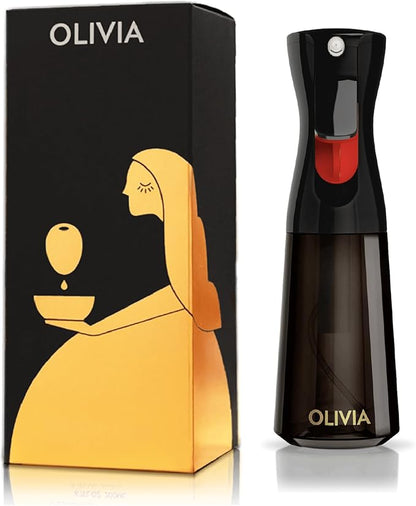 FLAIROSOL OLIVIA SIGNATURE Advanced Kitchen Oil Sprayer Technology, Fine Mist & Portion Control, Refillable Glass Cooking Spray Bottle, Anti-Drip & Leakproof, Air Fryer, Salad, BBQ, 200ml(Black) by Flairosol