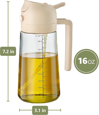 FineDine 16oz Olive Oil Sprayer for Cooking, 2 in 1 Olive Oil Dispenser Bottle for Kitchen, Air Fryer, Salad, BBQ & Baking – Dual Spray Mist & Stream, with Measurement Marks, White - Image 3