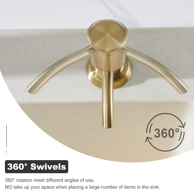 GAGALIFE Built in Sink Soap Dispenser or Lotion Dispenser for Kitchen Sink, Brushed Gold ABS Pump Head, with 17 Ounce Large PET Soap Bottle - Image 7
