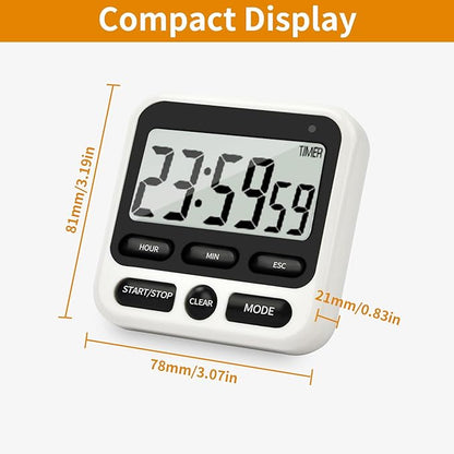 2 Pack Digital Kitchen Timer NKOVE 24 Hour Clock and Alarm Function with Silent or Alarm Manual Switching Count UP or Down and Memory Function Black - Image 2
