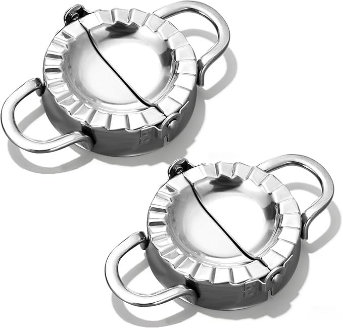 Stainless Steel Dumpling Ravioli Maker Press,2 Pack Pierogi Mold - Wonton Mould, Easy-tool for Dumpling Wrapper Dough Stamp Cutter Pastry Pie Making (2 pcs dumpling maker)