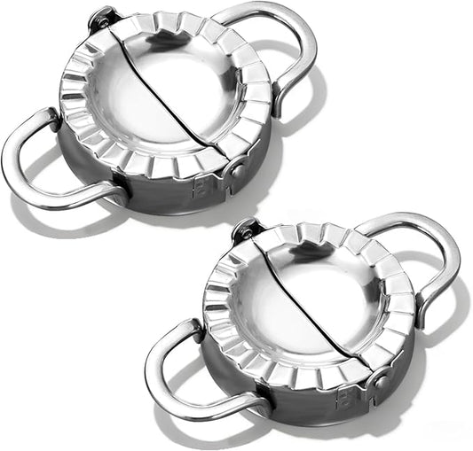 Stainless Steel Dumpling Ravioli Maker Press,2 Pack Pierogi Mold - Wonton Mould, Easy-tool for Dumpling Wrapper Dough Stamp Cutter Pastry Pie Making (2 pcs dumpling maker)