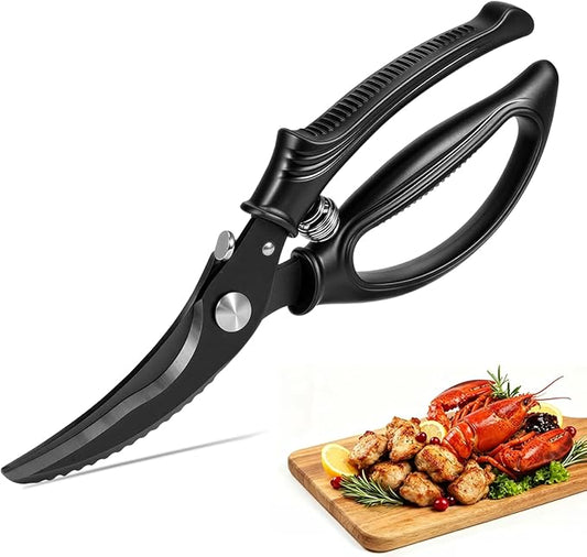 Kitchen Poultry Shears Heavy Duty, Stainless Steel Kitchen Meat Cutting Scissors for Food with Non-Slip Handle & Safety Lock, All Purpose Cooking Aid Scissors for Chicken, Bone, Turkey, Fish