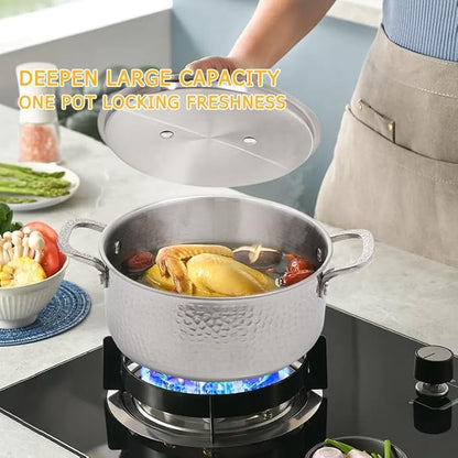 Vivicreate Tri-Ply Stainless Steel Stockpot Deep Cooking Pot with Hammered Exterior Compatible with All Stovetops Even Heat Distribution Durable Cookware for Soups Stews and More 4 QT - Image 3