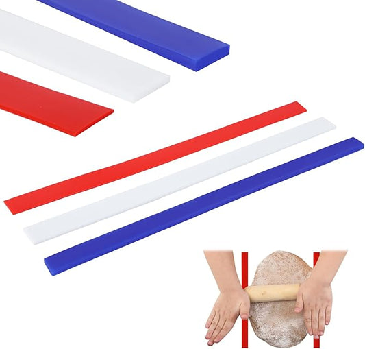 6Pcs Silicone Rolling Pin Guides - Perfect Dough Leveler Sticks for Precision Baking - Food Grade Silicone Strips for Thickness Guide