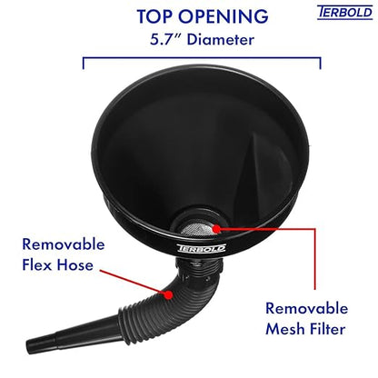 Automotive Flex Funnel with Hose | Wide Mouth Flexible Oil Funnel for Automotive Use - Gas, Transmission Fluid, Car Fuel, Oil Change (Black) - Image 4