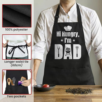 SANDJEST Funny Mens Aprons with Pockets for BBQ Grilling Cooking Grandpa Husband Apron for Birthday Christmas Father's Day
