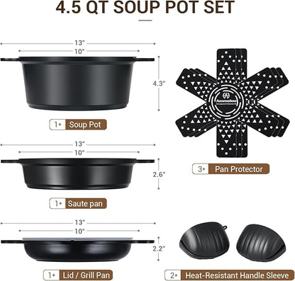 Ammeloo 8-Piece Ceramic Nonstick Cooking Pot Set with Lid, 4.5 Qt Soup Pot, All-in-One Stock Pot for All Stoves, Dishwasher Safe & Easy to Clean, Induction Ready, PFAS Free, for Stews, Soups & Pasta - Image 3